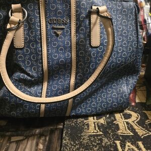 Guess Navy and Beige Satchel
